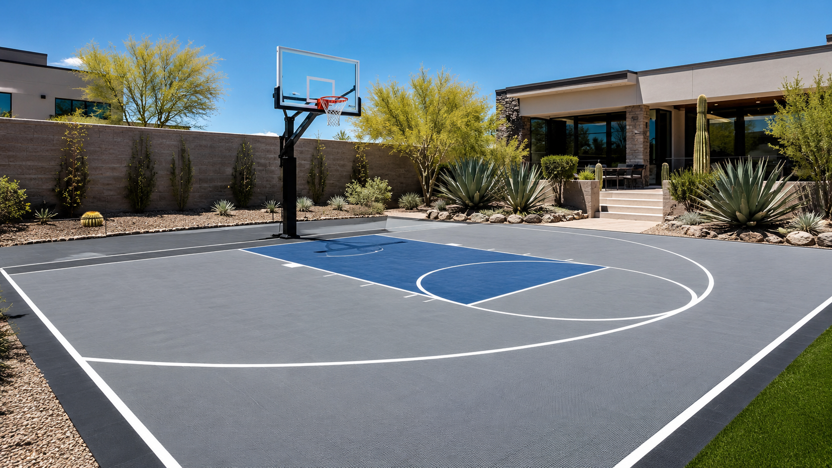 Sports court coating applied to a Mesa, Arizona pickleball court