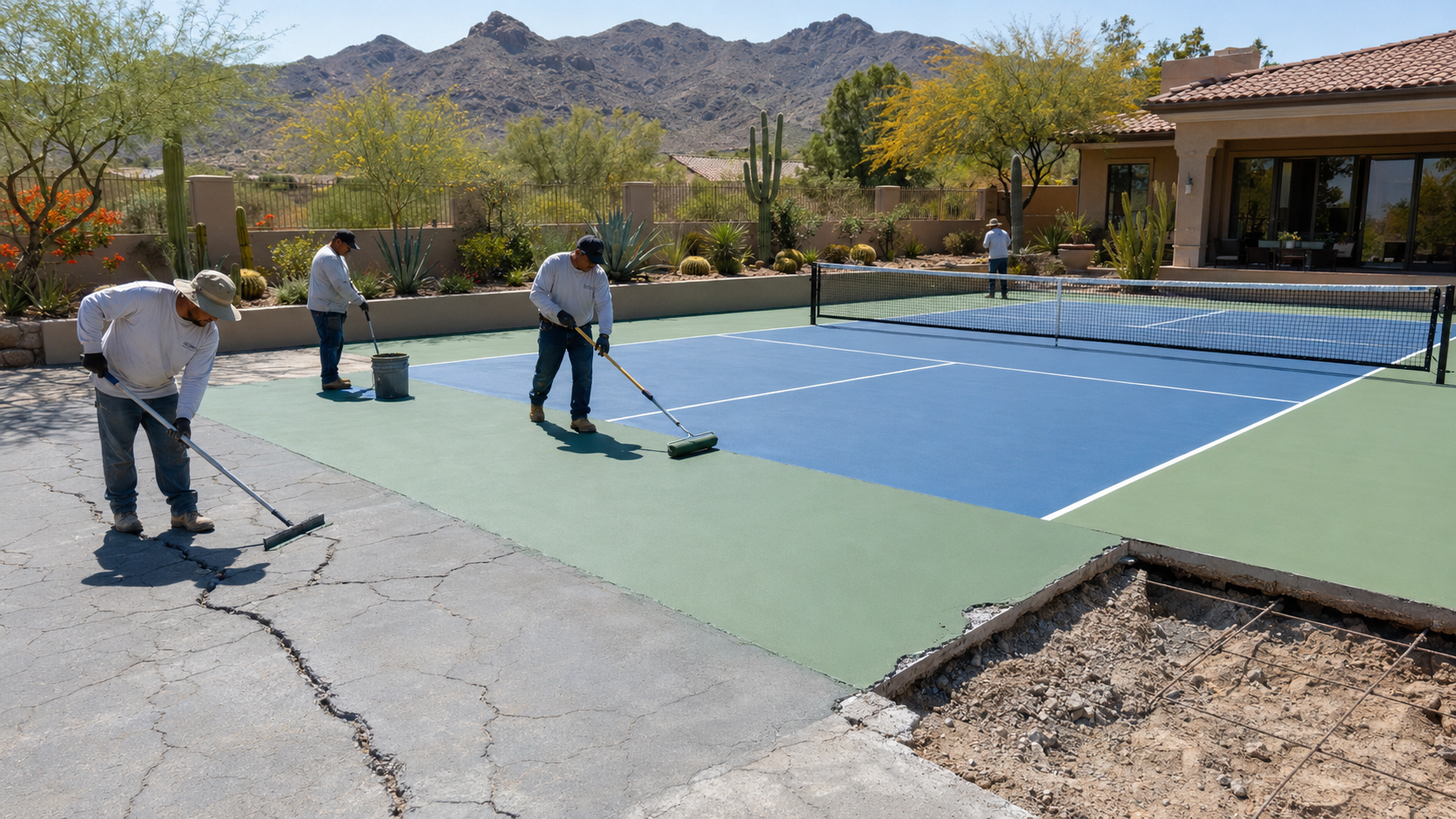 Finished pickleball court with accurate line striping in Arizona