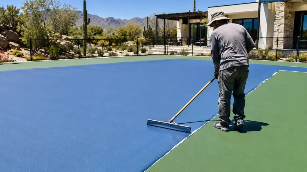 Acrylic sport court coating on an outdoor court in Arizona