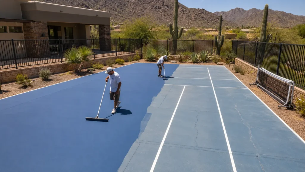 Residential pickleball court layout illustration