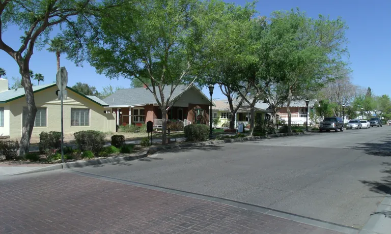 Tree-lined street in the Catlin Court historic district, Glendale, Arizona